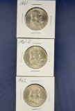 1961, 1961-D and 1962 Franklin Half Dollars AU-BU