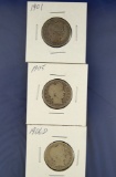 1901, 1905 and 1906-D Barber Quarters AG