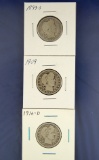 1899-O, 1909 and 1916-D Barber Quarters AG-VG