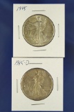 1945 and 1945-D Walking Liberty Half Dollars AU