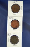 1836, 1847 and 1850 US Large Cents F-VF Details