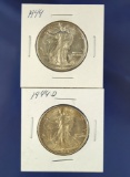 1944 and 1944-D Walking Liberty Half Dollars AU