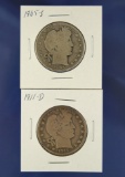 1905-S and 1911-D Barber Half Dollars AG-VG
