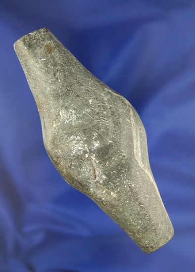 4 3/8" Adena Expanded Center Undrilled Gorget found near Piqua, Ohio.  Ex. J.S. Garbry.