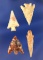 Set of four assorted Columbia River Arrowheads, largest is 15/16