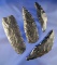 Set of four Obsidian Knives, one is broken, all found near Klamath Lake Oregon. Largest is 3 5/8