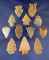 Group of 12 assorted Arrowheads, largest is 1 3/4