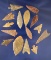 Group of 15 assorted African Neolithic Arrowheads found in the northern Sahara region, largest is 1