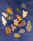 Group of 15 assorted Arrowheads, largest is 1 1/8