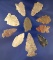 Group of 10 assorted Arrowheads, largest is 2