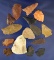 Set of 15 assorted flaked artifacts, largest is 1 3/4