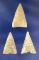 Set of three Triangular Arrowheads found in Texas, largest is 1 5/8
