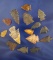 Group of 15 assorted Arrowheads, largest is 1 3/4