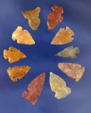 Group of 10 assorted Arrowheads, largest is 7/8