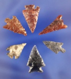 Set of six assorted Arrowheads, largest is 1