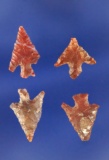 Set of four Columbia River Gem Points, largest is 5/8