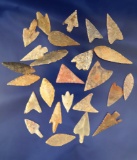 Group of 25 assorted African Neolithic Arrowheads found in the northern Sahara region, largest is 1