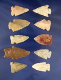 Group 10 assorted Texas Arrowheads, largest is 1 3/4