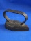 Little teardrop shaped iron, strap handle, black cast iron, Ht 2 3/4