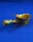 Oriental pan iron, brass, very decorative painted handle, Ht 1 3/4
