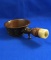 Oriental pan iron, human characters design on side, Ht 2 1/2
