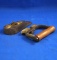 Small ox tongue iron, detachable wood handle, Ht 3 1/4