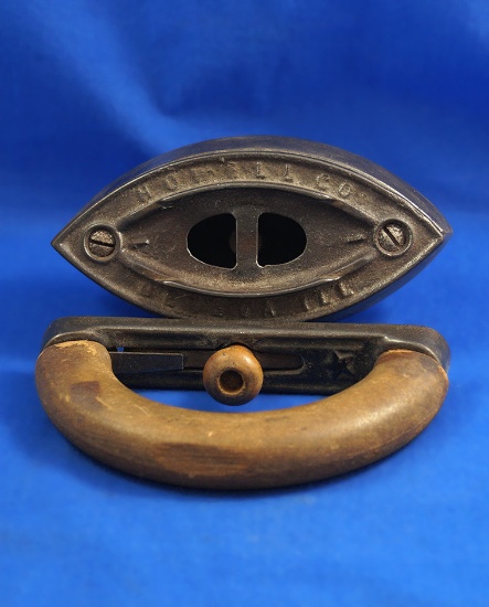 SAD flat iron, detachable wood handle,"1", Ht 5", 6 1/4" long