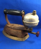 Vintage gas iron, wood handle, Ht 6 1/2
