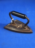 Small flat iron, wood handle, 