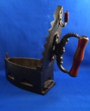 Charcoal box iron, European style, wood handle, Ht 8