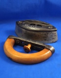 Potts SAD iron, detachable wood handle, 