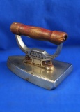 SAD iron, chrome, wood handle, 