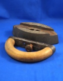 SAD iron, cast iron with wood handle, Ht 4 1/2