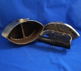 Charcoal box iron, George Finn, Newark, NJ,  wood handle, Ht 7