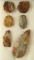 Set of 6 Colorful Flint Ridge Flint Scrapers, largest is 3