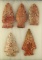 Set of five colorful Ohio Arrowheads, largest is 2