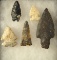 Set of 5 assorted Ohio Arrowheads, largest is 2 7/8