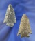 Nice pair of Cornernotch Coshocton Flint Arrowheads, largest is 2 1/8