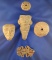 Set of assorted Pre-Columbian pottery figures, stamps and beads found in Mexico.