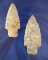 Pair of Flint Ridge Flint Adena Arrowheads found in Mercer Co., Ohio. Largest is 3 1/4