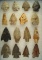 Set of 16 Assorted Arrowheads found in Ohio. Largest is 2 5/8