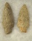 Pair of Large Spear Points from the East Coast area - largest is 4 9/16