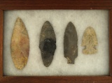 Frame of 4 nice Ohio Flint Artifacts including a 4 1/8