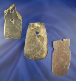 Set of 3 damaged Slate Artifacts found in Darke Co., Ohio. Largest is 2 7/8