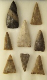 Set of 9 Triangular Arrowheads found in Ohio. Largest is 1 15/16