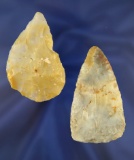 Pair of Flint Ridge Flint Blades found in Ohio, largest is 2 15/16