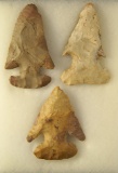 Set of 3 Ohio Thebes Bevels with restored ears. Largest is 2 1/8