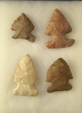 Set of 4 Sidentoch Arrowheads found in Ohio, largest is 1 5/8