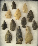 Group of 13 Assorted Arrowheads, largest is 2 7/8