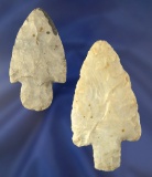 Pair of Flint Ridge Flint Adena Knives found in Chickasaw, Ohio. Largest is 3 11/16